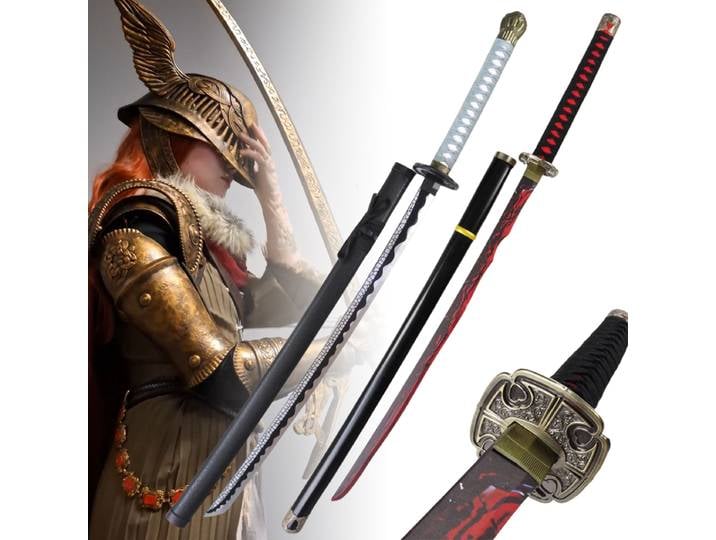 Katana en bois Elden de 40 pouces, costume de cosplay d'anime, couteau de ninja, lame de taille réelle, katana japonais original, sabre samouraï, cadeau