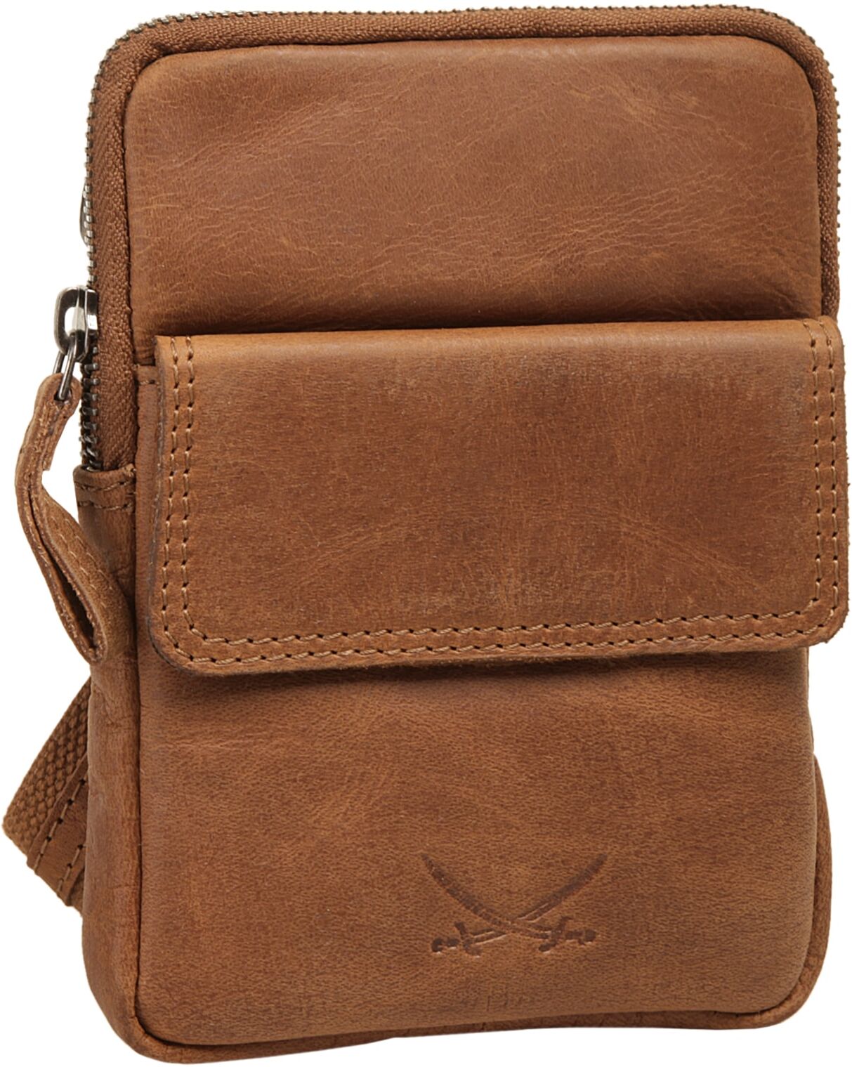 Umhängetasche SANSIBAR "SANSIBAR Herren, Damen SANSIBAR SYLT echt Leder", Damen, Gr. B/H/T: 18cm x 13cm x 1cm onesize, braun (cognac), Leder, Taschen Umhängetasche, echt Leder cognac B/H/T: 18cm x 13cm x 1cm onesize
