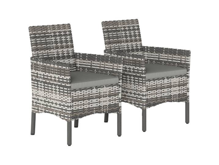 Outsunny Rattanstühle 2er Set PE-Rattan Stahl Grau, Metall, 2-teilig, Füllung: Schaumstoff,Schaumstoff,Schaumstoff,Schaumstoff, Gartenmöbel, Gartengarnituren, Gartenmöbel-Sets
