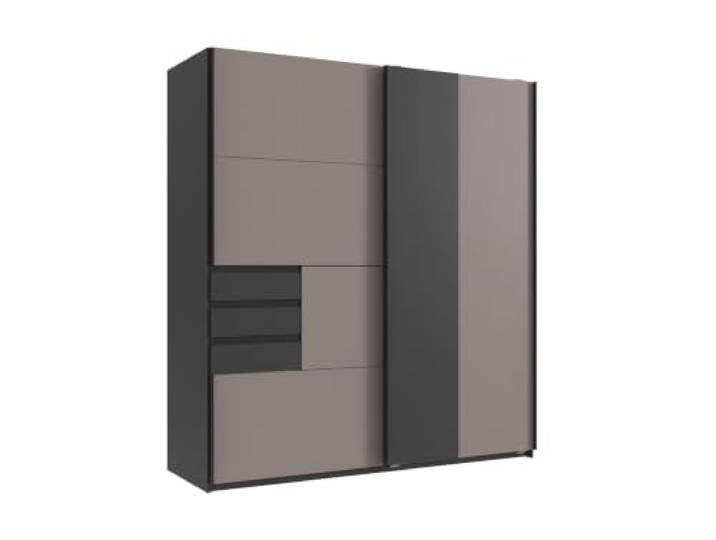 Kleiderschrank Coburg Schwebetürenschrank Saharagrau mit Grafit in Saharagrau mit Grafit