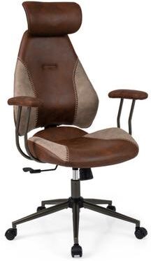Costway Ergonomic Office Chair Computer Desk Chair with 2D Headrest and Rocking Backrest-Brown