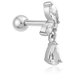 ANIA HAIE - SINGLE EARRING - MARQUISE DANGLE BARBELL - silver