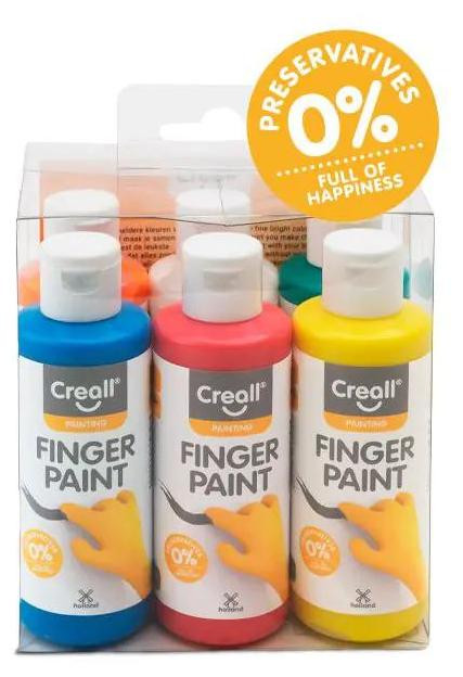 Creall Happy Vingerverf Set - 6 Kleuren - 6 x 80 ml