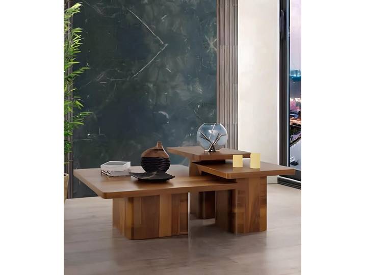 Xlmoebel Couchtisch Holztisch Set 3tlg. für Wohnzimmer und Sofa aus Holz (Set, 3tlg), Made in Europa