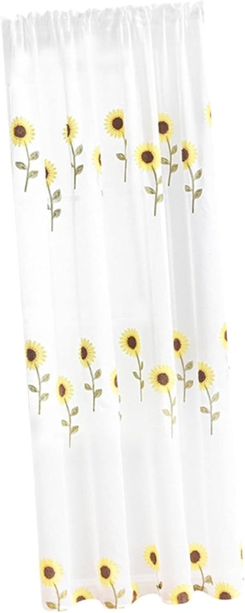 Witte transparante raampanelen met linnenlook - 250 x 100 cm
