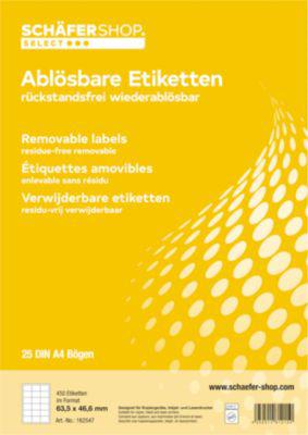 Schäfer Shop Select Universal-Etiketten, wiederablösbar, 63,5 x 46,6 mm, 450 Stück