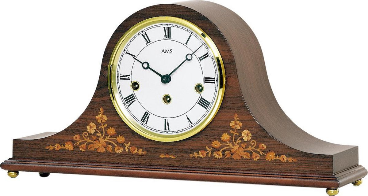 AMS Analoge tafelklok met bloemmotief voor volwassenen