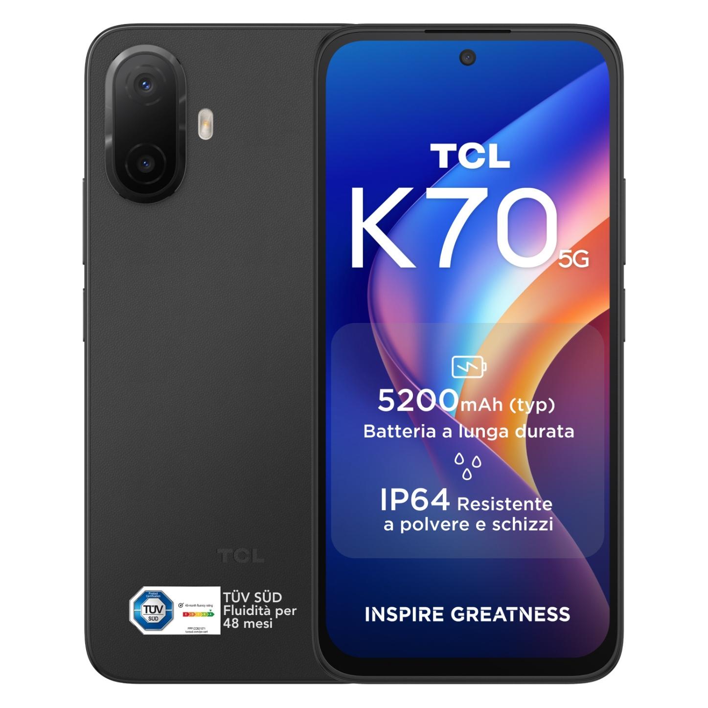 TCL K70 5G 128 GB (128 GB, Midnight Black, 6.80", Dual SIM, 5G) (T523H-2BLCA112)