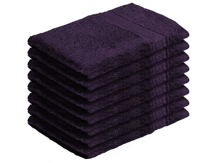 8er-Set Waschhandschuhe aus 100% Baumwolle, Waschlappen mit Schlaufe, aubergine