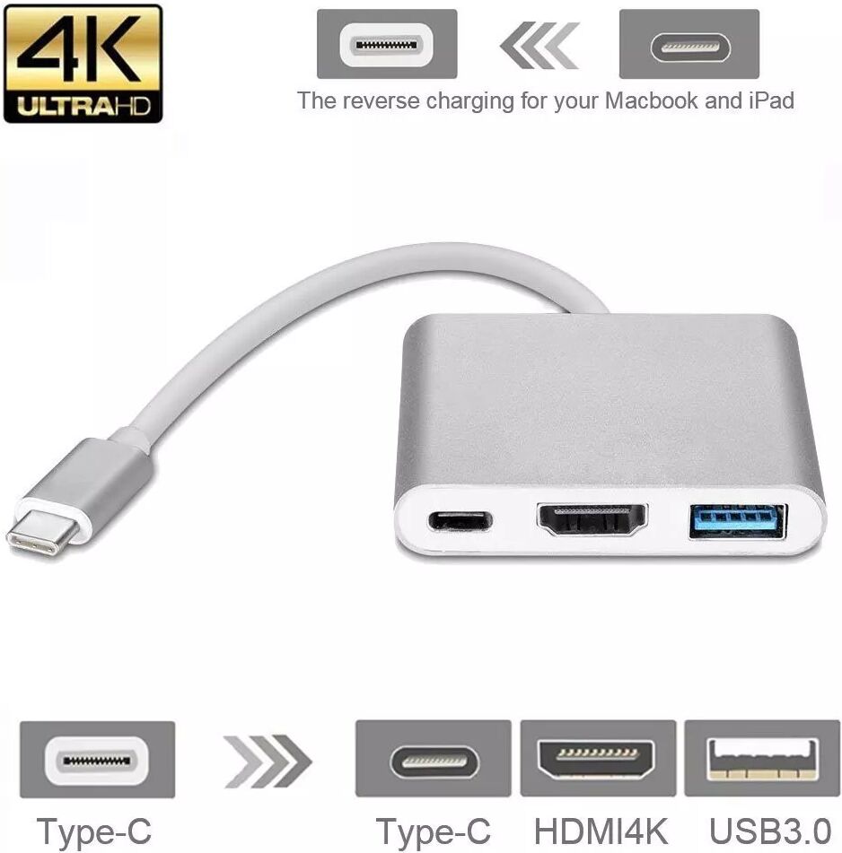 INF USB-C Multiport Adapter auf USB, USB-C (USB PD), 4K HDMI-kompatibel