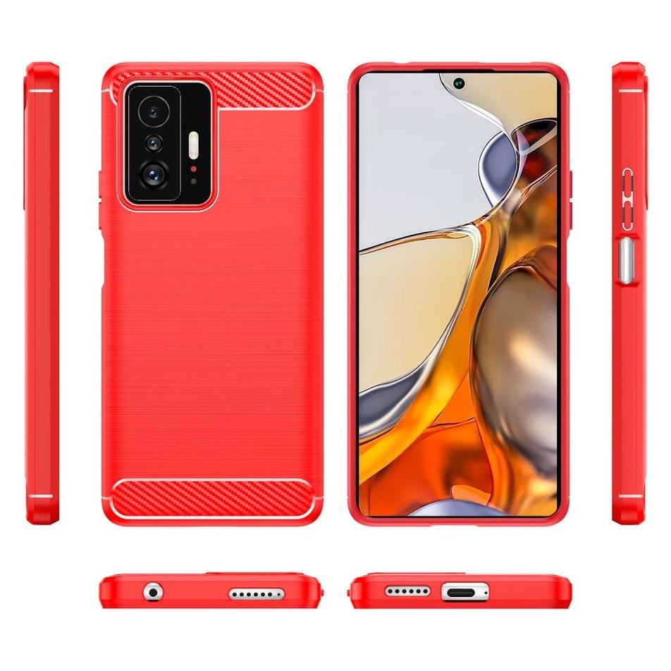 Cover-Discount Xiaomi 11T - Metall Carbon Look Hülle rot (Xiaomi Mi 11T Pro) (101913839B)