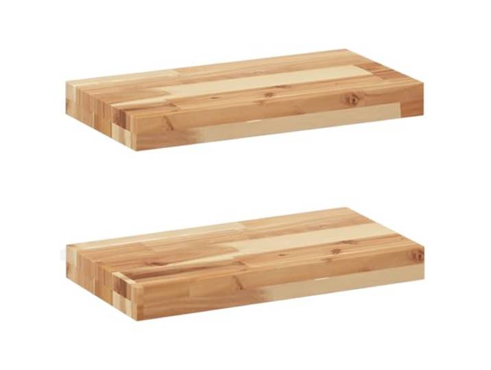 QINXIXINAIXI Schweberegale 2 STK. 60x20x4 cm Massivholz Akazie Ölbehandelt Wandboard ohne Schrauben und Halterungen, jährliche Ölpflege empfohlen, natürliche Maserung
