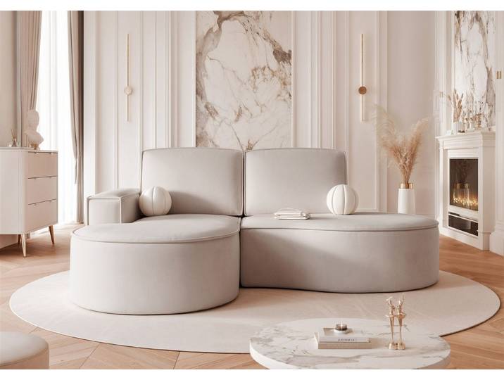 Fun Möbel Ecksofa Designersofa ARLET mit Ottomane in Stoff, Rundumbezug und ein besonderes Design