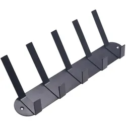 Garderobenleiste Stahl Schwarz - 5 Doppelhaken für Jacken, Mützen & Schals - Einfache Wandmontage inkl. Schrauben & Dübel - 30x12.4x6.75cm