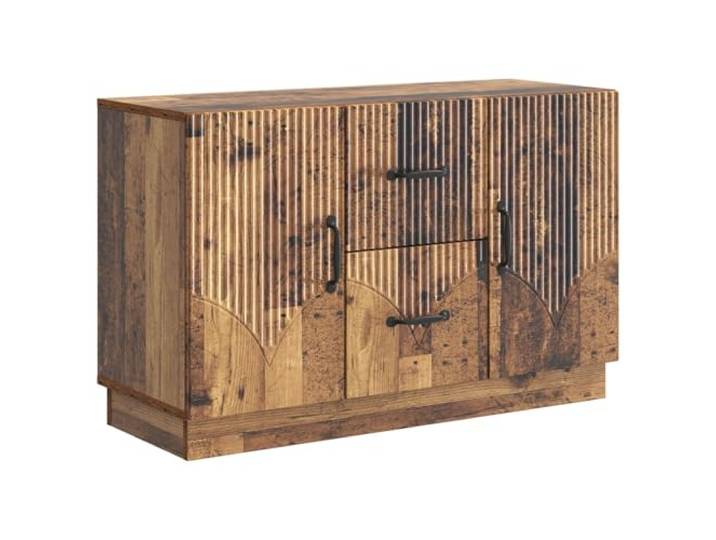 GFMGUEMV Sideboard Altholz 89 x 34,5 x 57 cm Holzwerkstoff mit Türen Fächer und Regale, Wintergeeignet, Schiebemechanismus, Montage erforderlich, für Geschirr und Textilien