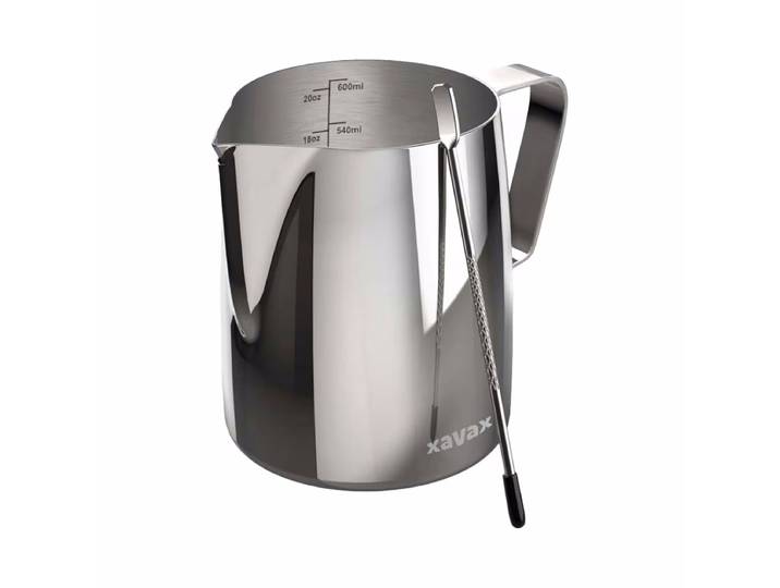 Xavax 111280 Barista-Milchkännchen mit Latte Art Pen – Diverses Kaffeemaschinen & Teemaschinen Zubehör – silber