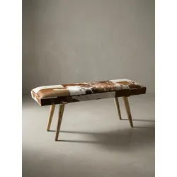 Sitzbank – Fell/Massivholz, 120x40x52 cm, Braun, ohne Lehne