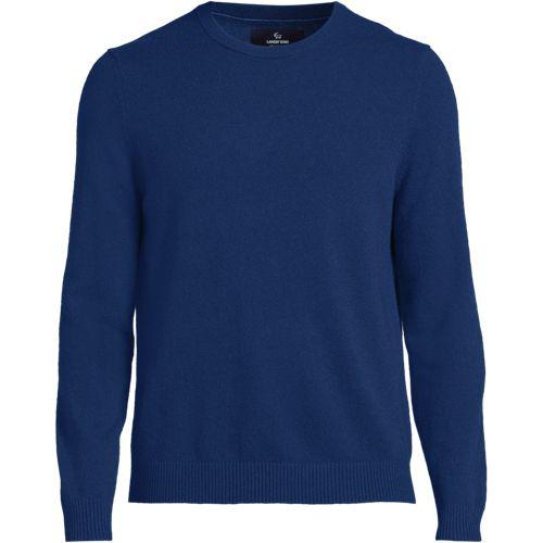 Kaschmirpullover mit rundem Ausschnitt, Herren, size: regular, Blau, Kaschmir, by Lands' End