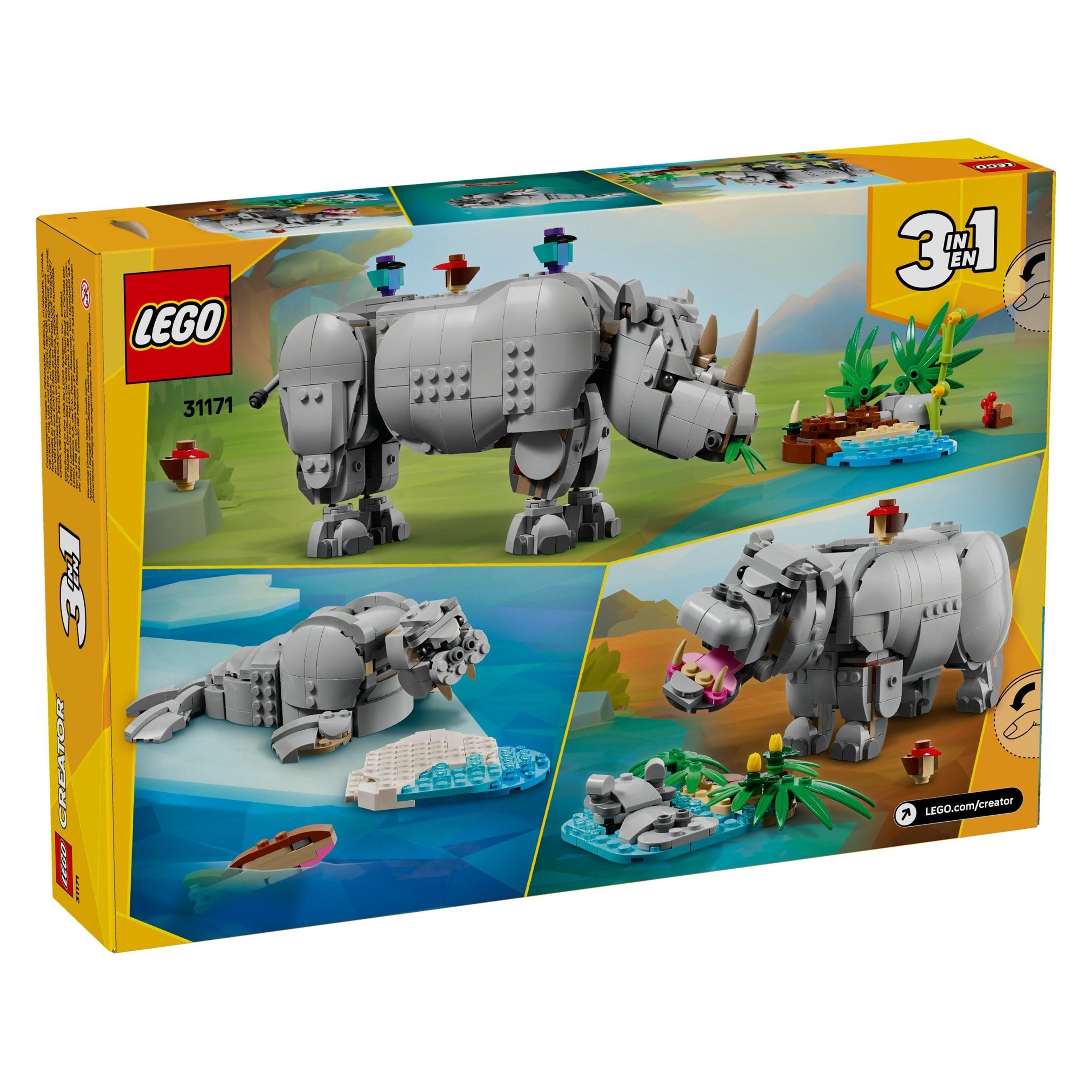 LEGO Wilde Tiere: Prächtiges Nashorn mit Vögeln (LEGO Creator 3-in-1) (31171)