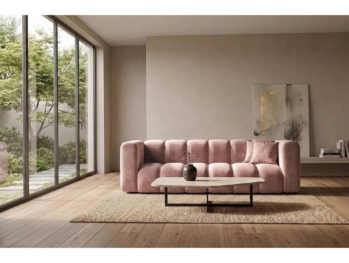 Kaiser Möbel Sofa Modulares 3-Sitzer GRAND im Velvet-Stoff Riviera, Sofa, modulares Design, vertikale Unterteilungen