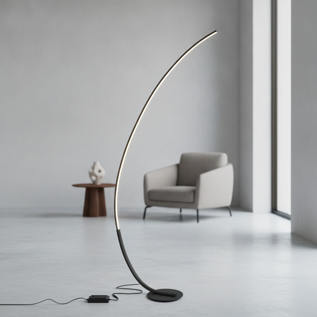 Lyora Vloerlamp zwart modern arc design van aluminium