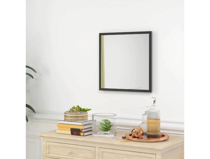 HOMCOM Miroir Carré Bois Noir 50x50cm Salle Bain/Salon
