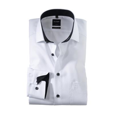 Businesshemd OLYMP "Luxor modern fit", Herren, Gr. 38, N-Gr, weiß, Web, Obermaterial: 100% Baumwolle, modern fit, Hemden