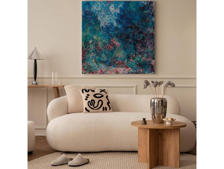 Leinwandbild La maison de l'artiste Filz Blau/Blau 80 x 80cm