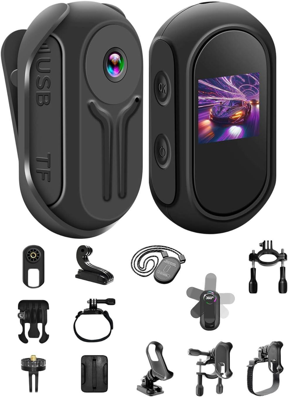 SURIGHT Mini actiecamera 1080P met nachtzicht en loop-opname bodycam