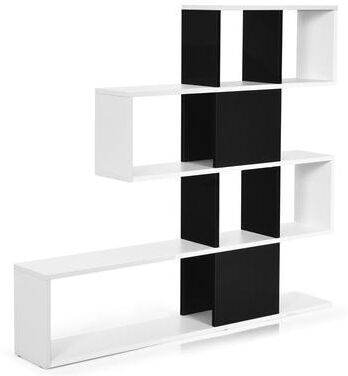 5 Shelf Bookshelf Modern Ladder Bookshelf 12 Cubes Storage Bookcase