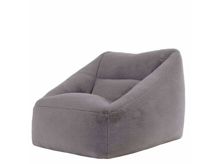 Pouf fauteuil en imitation fourrure luxueuse de lapin, gris clair