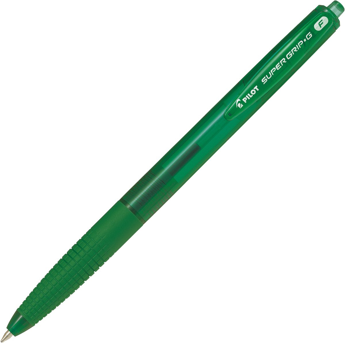 Pilot Super Grip G Groen Intrekbare balpen met klembevestiging Fijn 12 stuks