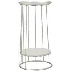 Mauro Ferretti Turmförmiger Couchtisch – Glamouröser Tisch aus silberfarbenem Metall und Marmor, verschlungene Struktur, elegantes Design, Ø 40 x 76 cm – 940