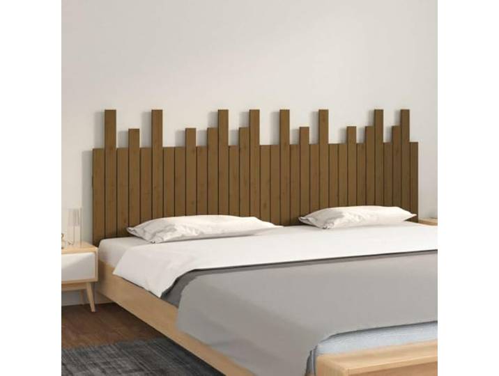 Holzbett Kopfteil aus massivem Kiefernholz, Wandmontage 204x3x80cm, honig braun, bietet hervorragende Rückenstütze beim Lesen und Fernsehen.