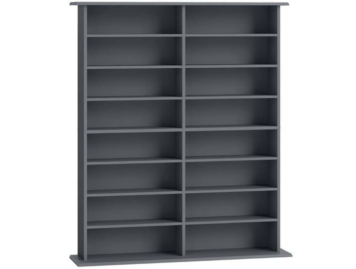 LIA Rangements pour CD et DVD avec 16 compartiments et 12 étagères réglables capacité max. 720 CD/396 DVD et Blu-ray gris