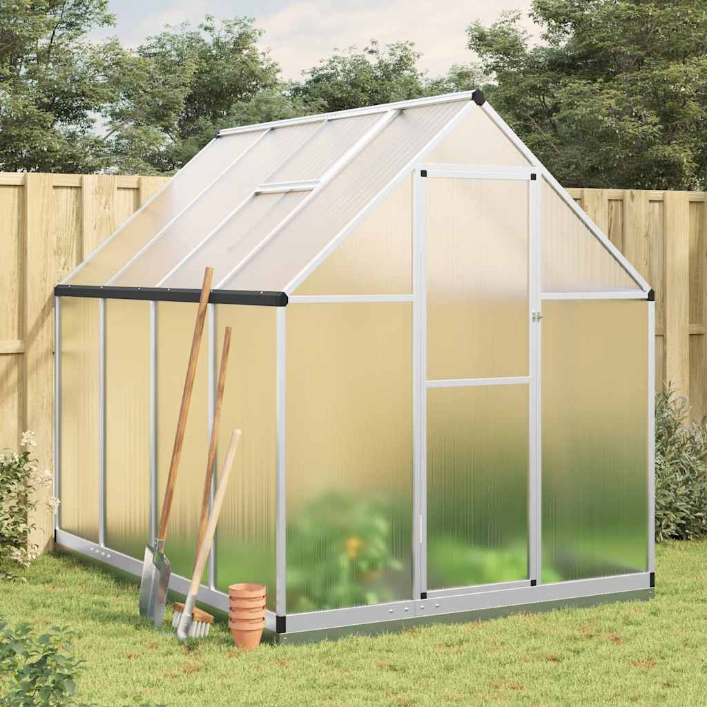 vidaXL Invernadero con marco base aluminio plateado 224x169x202 cm Plateado