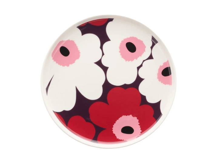 Marimekko Assiette Unikko Ø20 cm White-plum-cranberry-pink