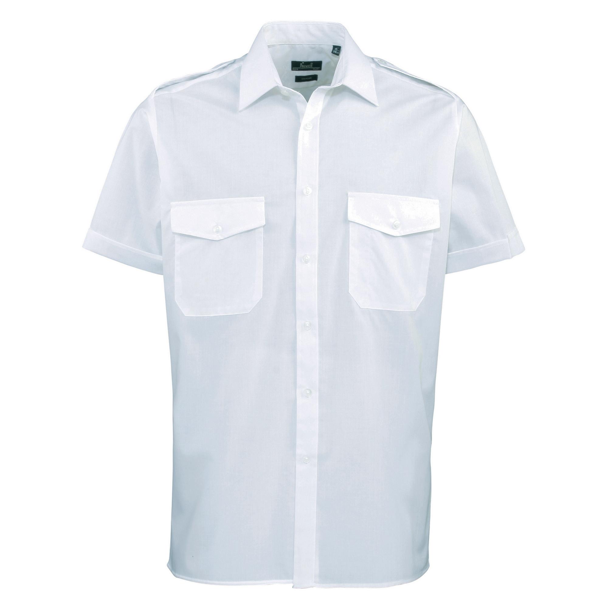 Premier Heren Korte Mouw Piloot Werk Shirt (Lichtblauw)