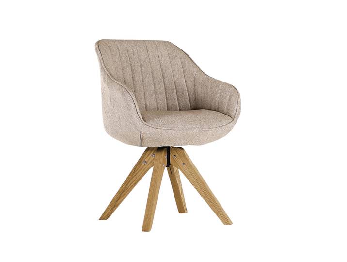 Armlehnenstuhl CHILL Stoffbezug beige/ Gestell Eiche