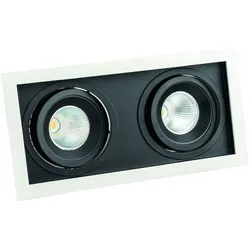 Rutec Projekt LED Einbaustrahler CORU-50K, IP20, 2-flammig, eckig, kardanisch, exkl. Leuchtmittel / Fassung / BG, weiß RUP-PEG502