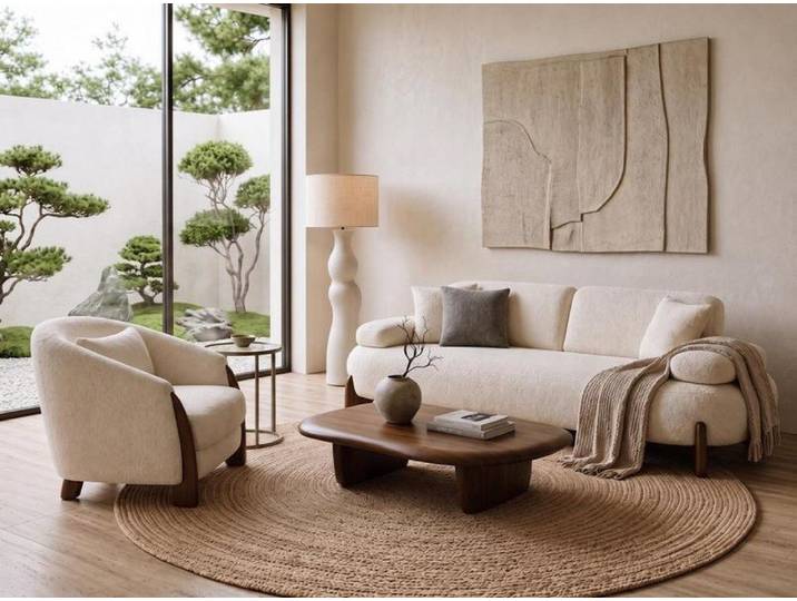 JVmoebel Polstergarnitur Wohnzimmer Set Sofa Sessel Beige Polstermöbel Design, (Sofa Set, 2-tlg., 2-tlg)