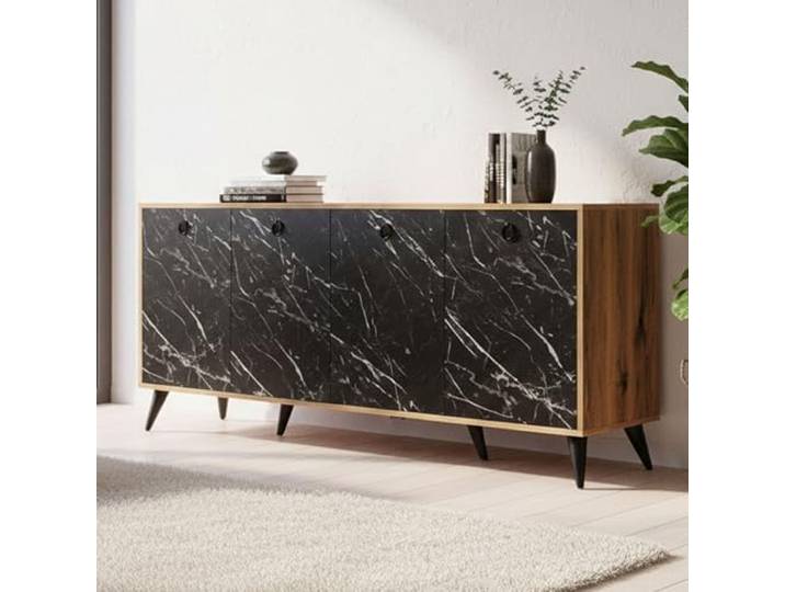 Dmora Dagon Anrichte 180x45x80 cm Braun 2 Regale, 6 Fächer