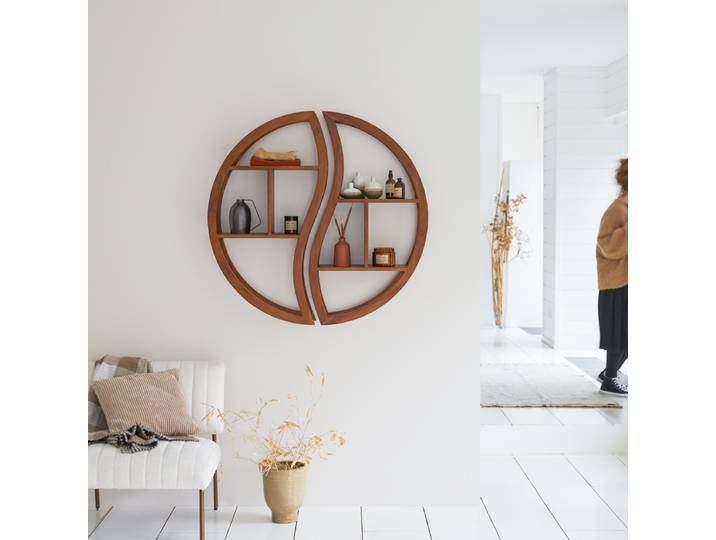 Wandregal aus massivem Teak - Natur - Teak