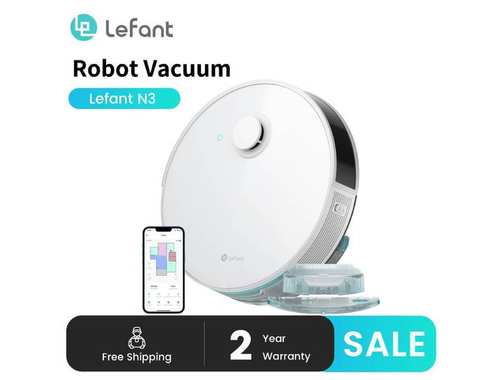Lefant N3 4000Pa Robot aspirateur et vadrouille sonique Combo, cartographie de précision avec capteurs Lidar & dToF, détection ultrasonique de tapis