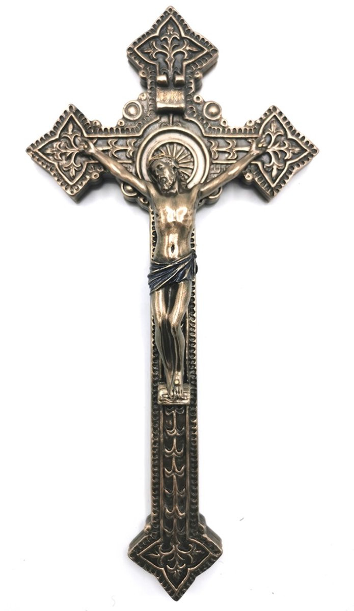 Veronese Design Crucifix hangend, handbeschilderd en gedetailleerd, 22,5 cm