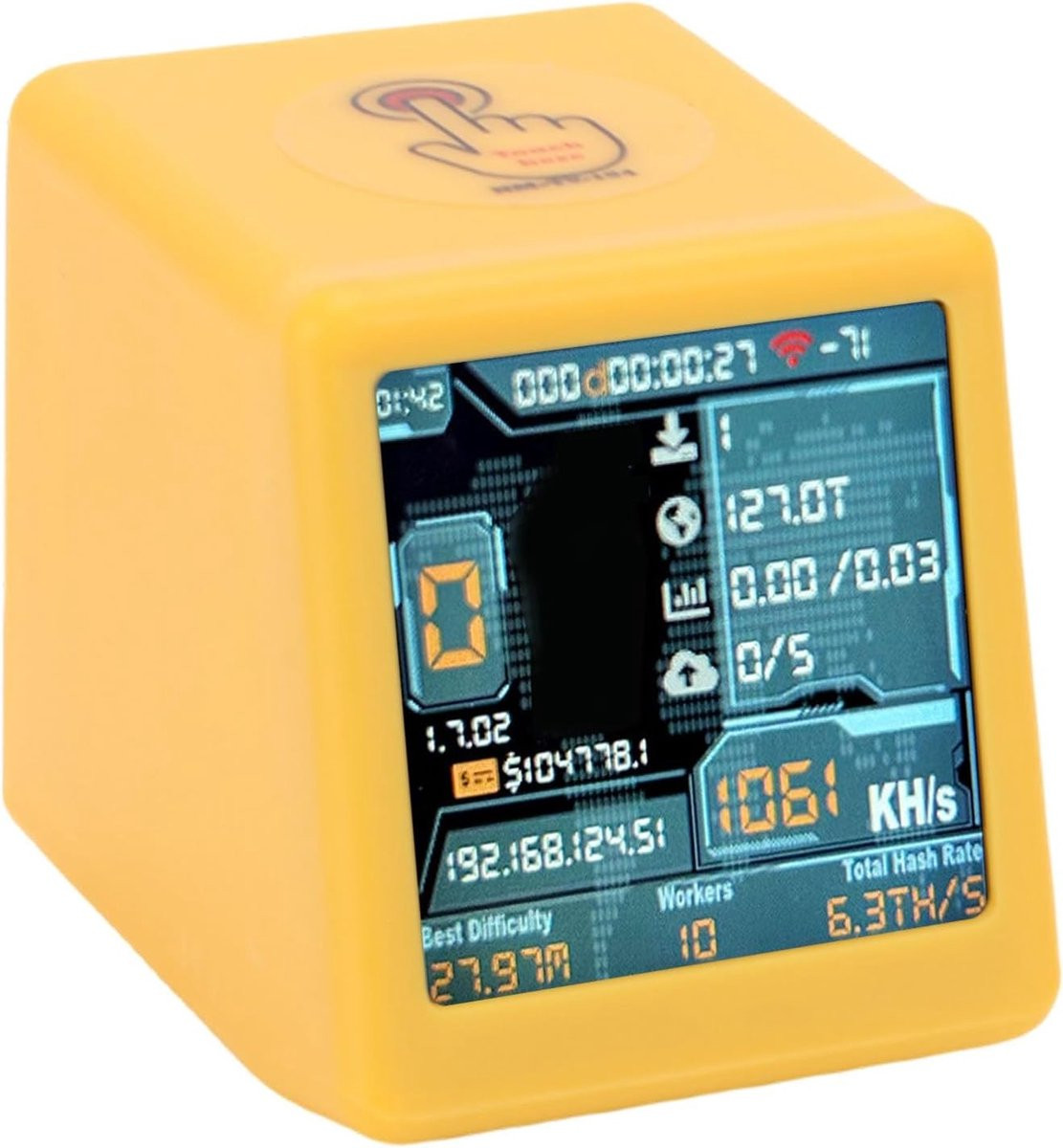Allecto Cryptocurrency Mining Machine voor Bitcoin en Dogecoin met 1.54 inch WiFi Bluetooth Smart Display
