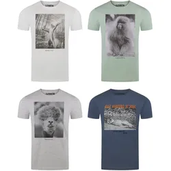 riverso Herren Rundhals T-Shirt RIVCharly Regular Fit 4er Pack - Farbmix 5 - 4XL