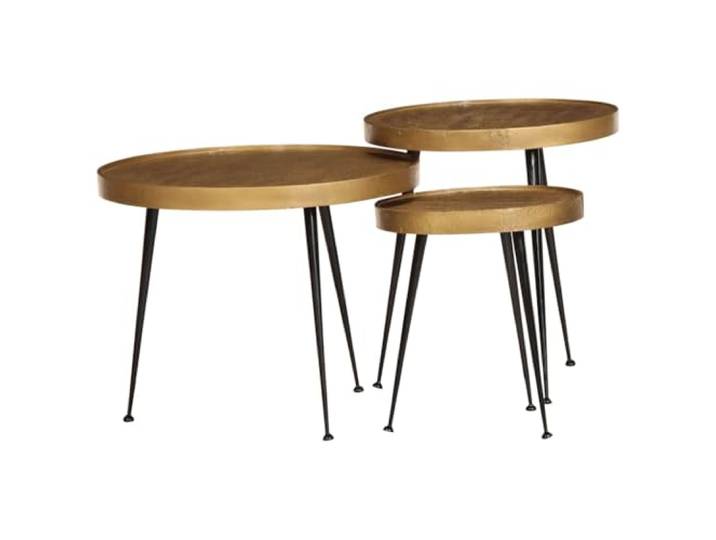 fsahslih Couchtisch 3er Set Beistelltisch Nesting Tische Golden Schwarz Flexibles 3er Couchtisch Set für Wohnzimmer und Schlafzimmer aus robustem Holzwerkstoff mit stabilem Metallgestell.