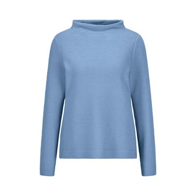 Rundhalspullover GOLDNER "Langarm Ottoman-Design, Turtleneck", Damen, Gr. 48, blau, Obermaterial: 47% Polyester PES. 47% Viskose CV. 6% Elasthan EL., Pullover Rundhalspullover, Turtleneck
