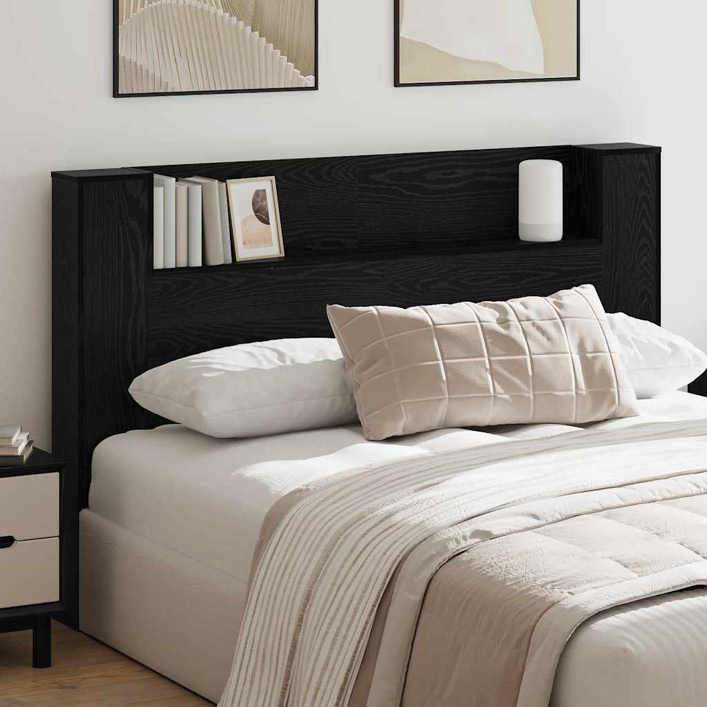 Latitude Run Headboard Black/Oak European Kingsize (160 x 200 cm)